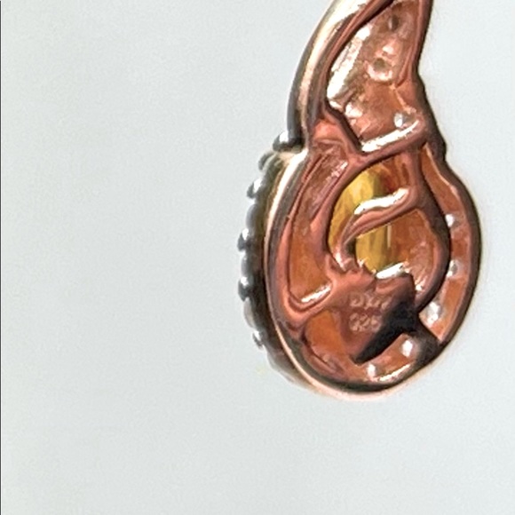 Orange Sapphire & Zircon RG/925 Earrings - Picture 3 of 3